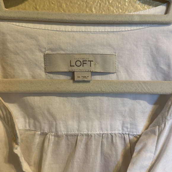 LOFT White Ruffle Button Down Blouse - Picture 2 of 4